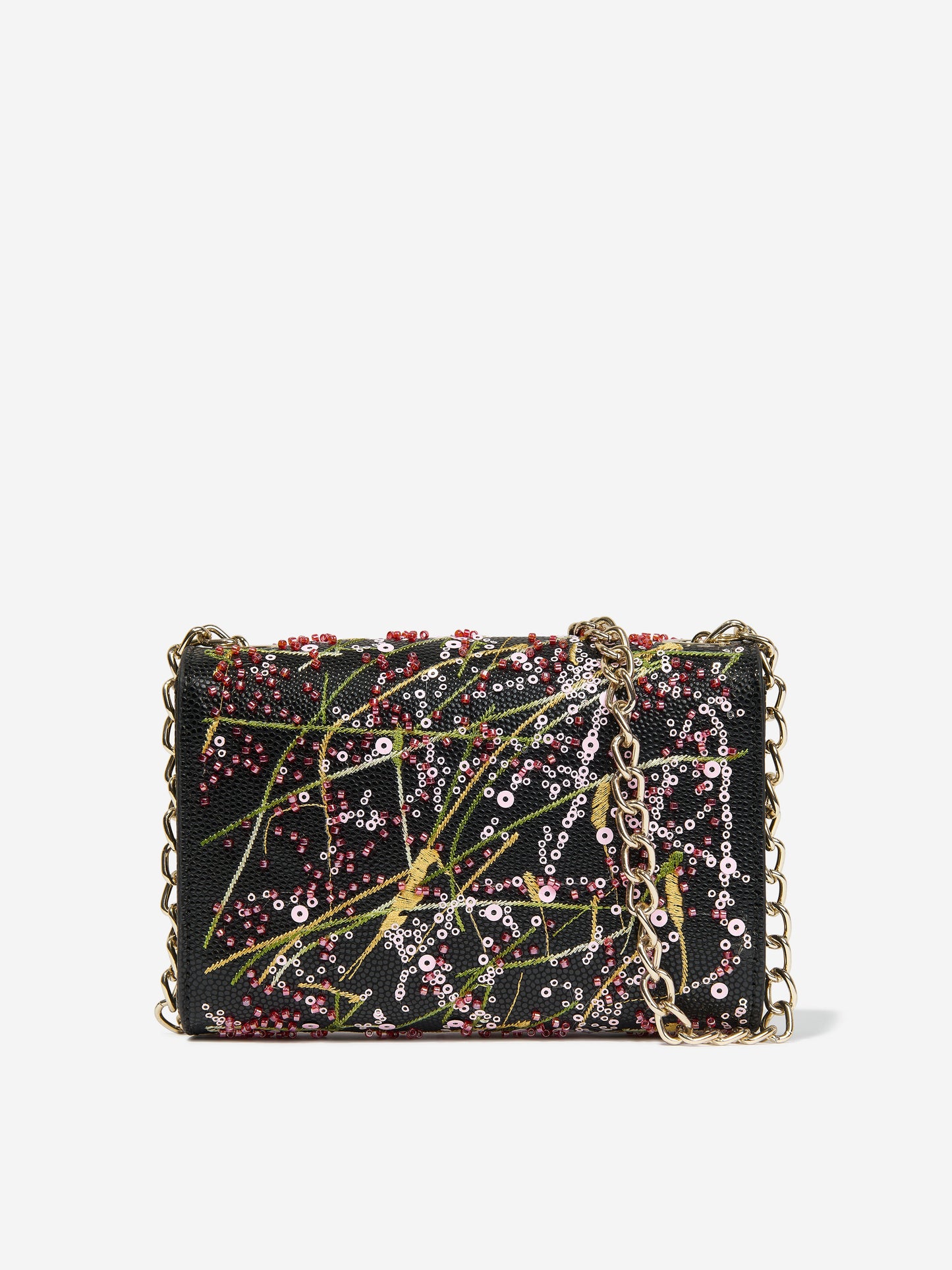 Divina Embroidery Flap Bag in Black