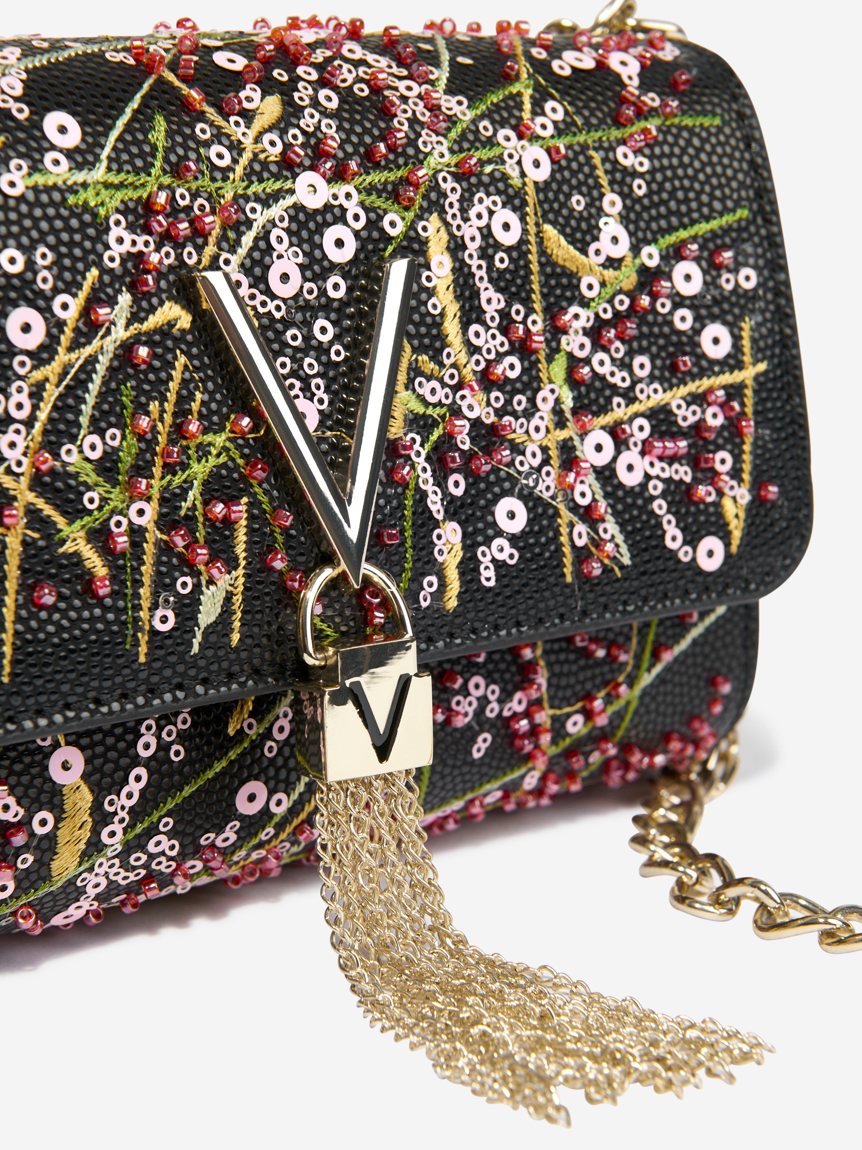 Divina Embroidery Flap Bag in Black