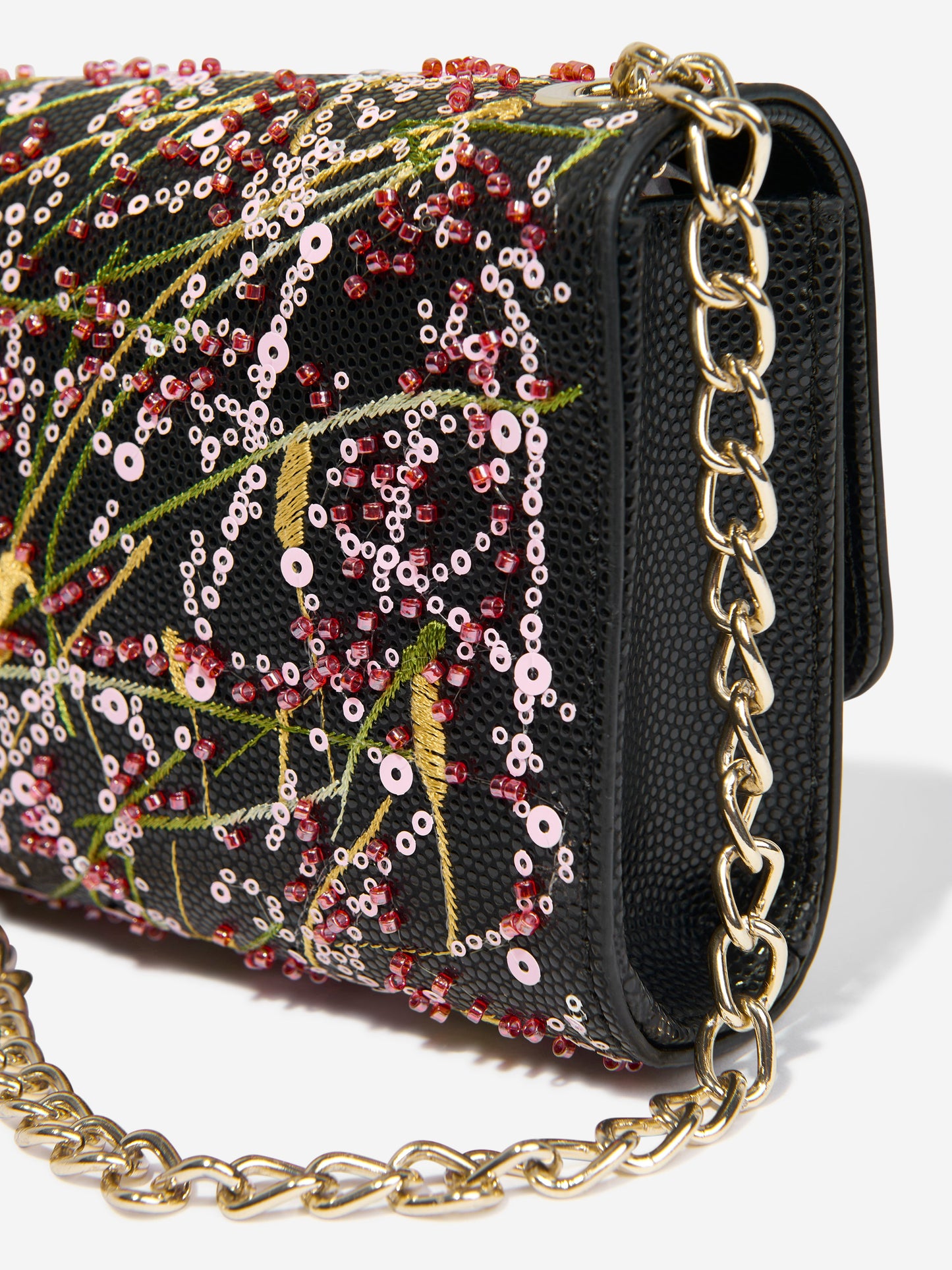 Divina Embroidery Flap Bag in Black