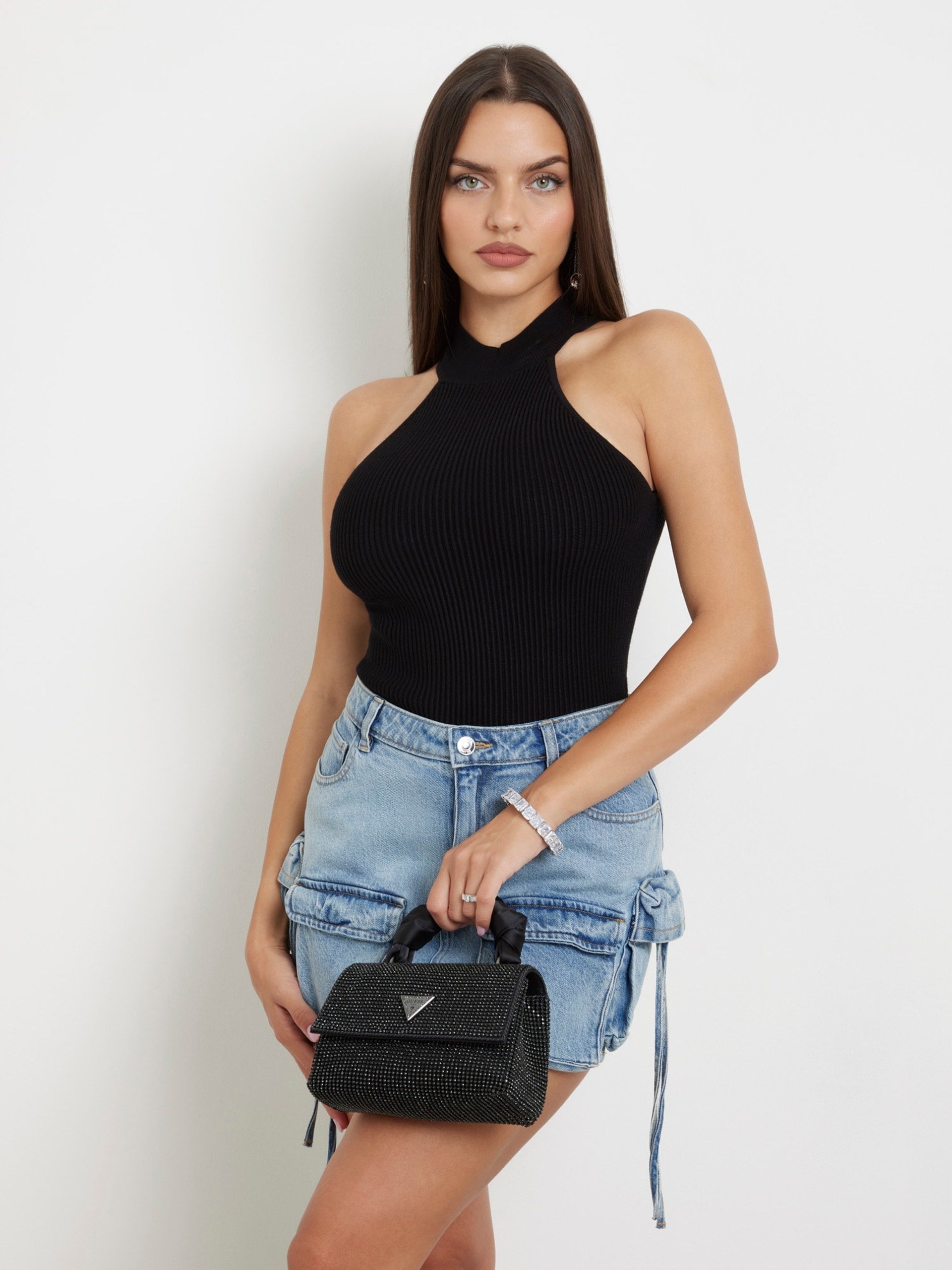 Lua rhinestone-detailed mini handbag