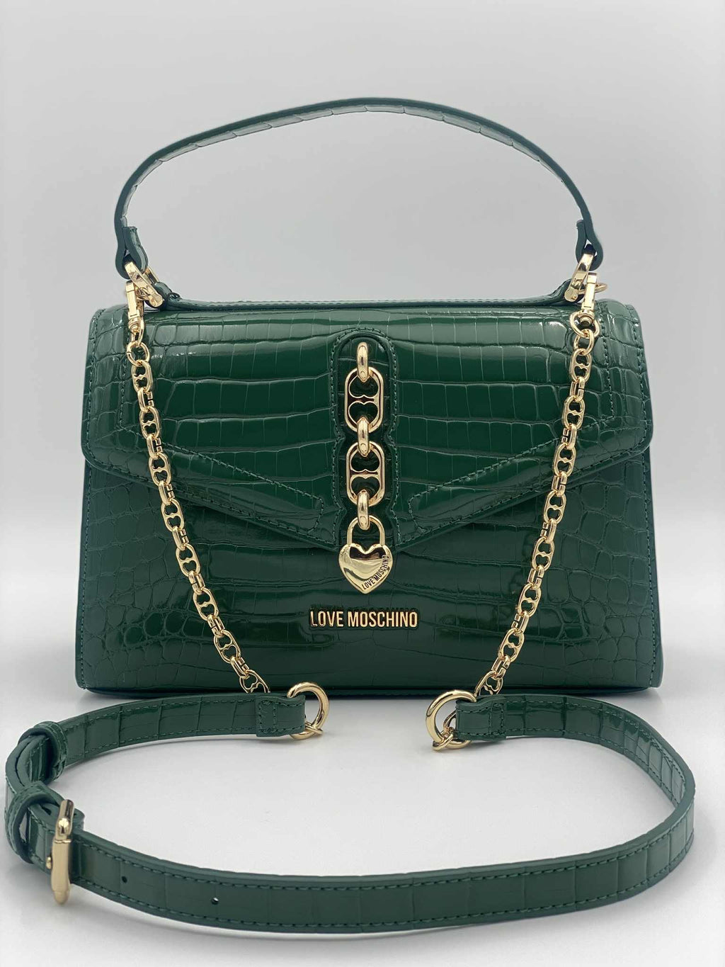 CHAIN DETAIL CROCO - Handbag - nero