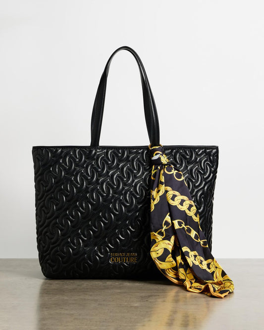 Quilted Scarf-Detailed Tote Bag