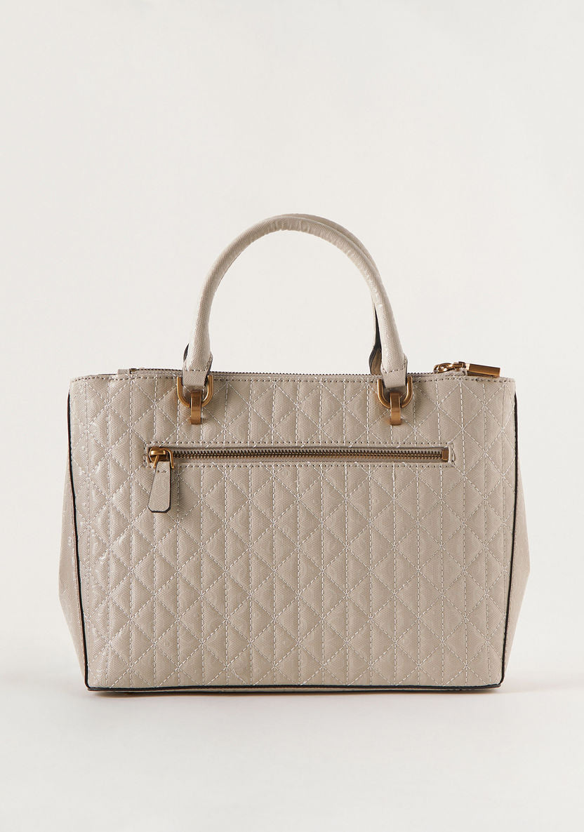 Guess Quilted Satchel Bag with Adjustable Strap and Double Handle